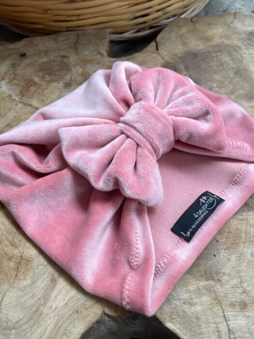 Pink rose soft velvet turban