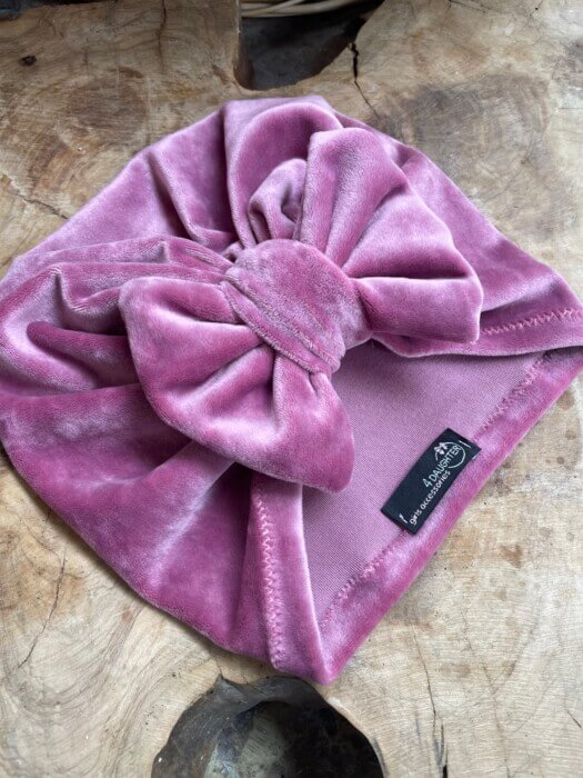 Dusty pink soft velvet turban