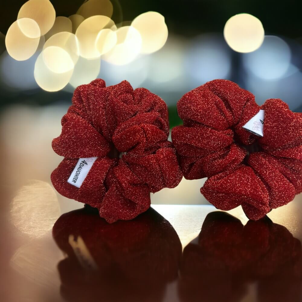 Κόκκινα γκλιτερένια mini scrunchies