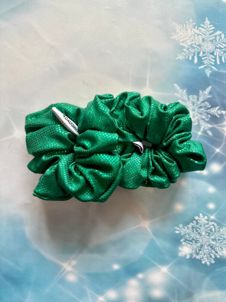 Mini πράσινα γκλίτερ scrunchies