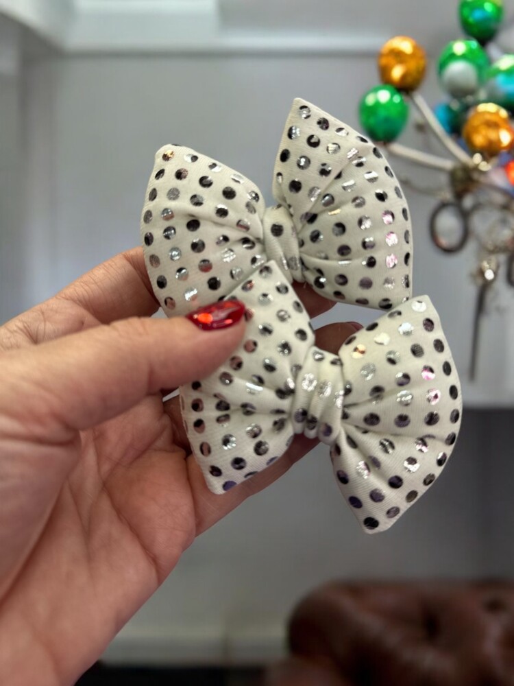 Silver dots bows