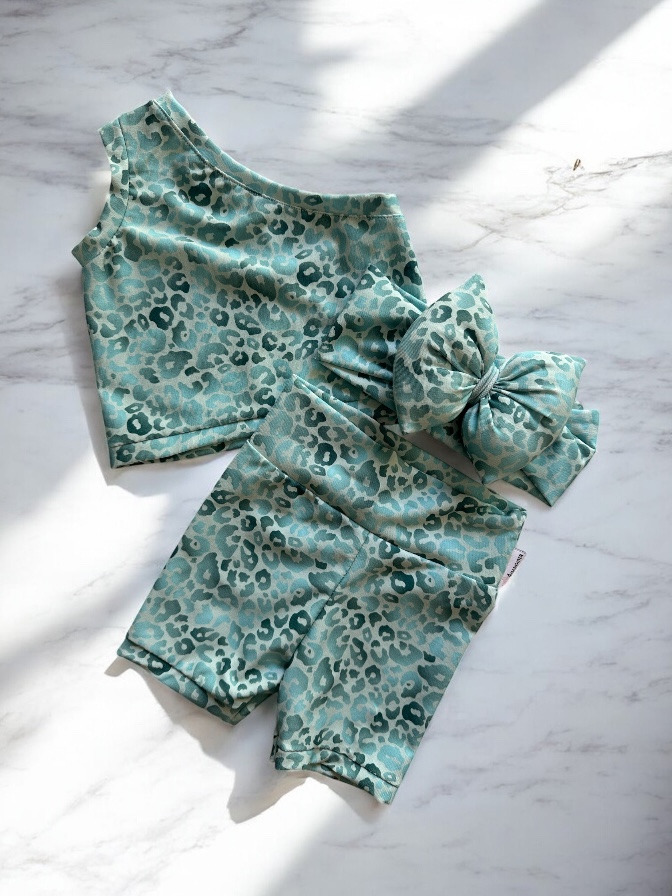 Mint leopard biker