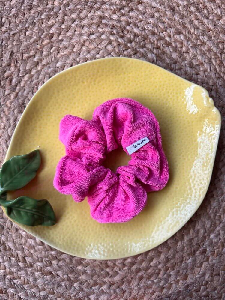 Bubble pink towel scrunchie