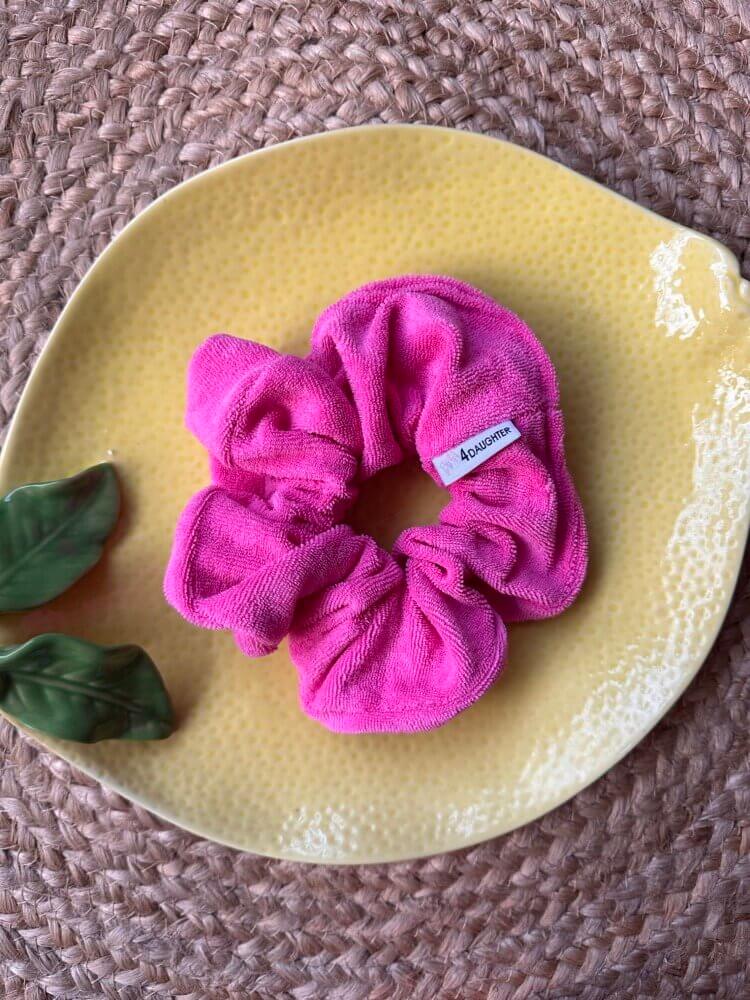 Bubble pink towel scrunchie