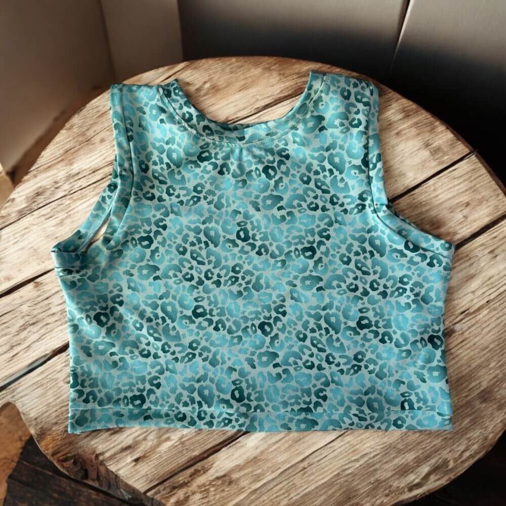 Mint leopard crop top
