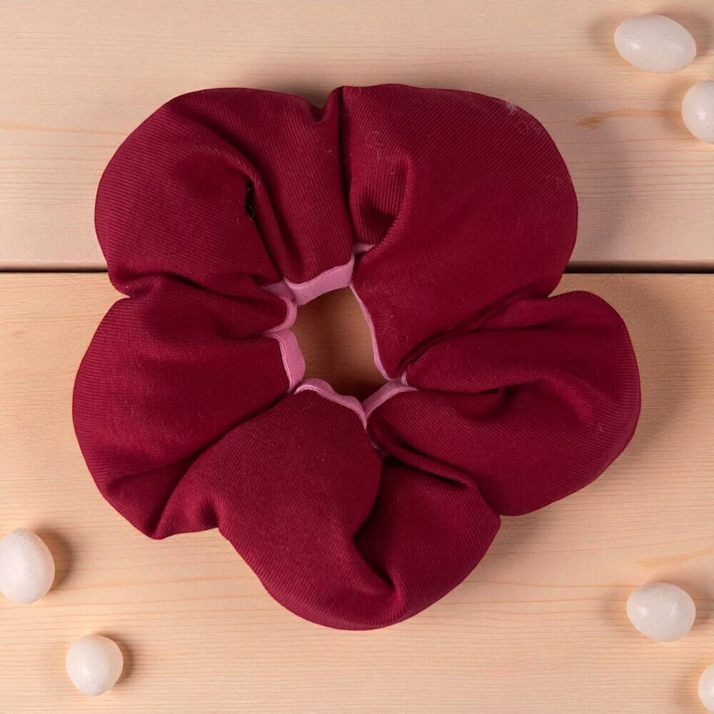 Λουλουδένια scrunchie μπορντώ/ροζ