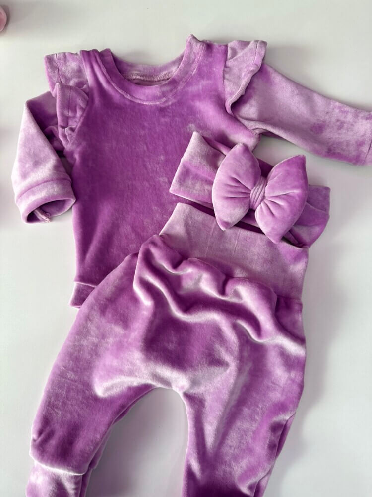 Λιλά/ροζ βελούδινο σετ