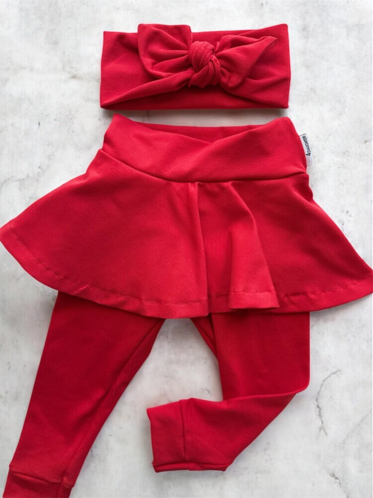 Red skirty leggings