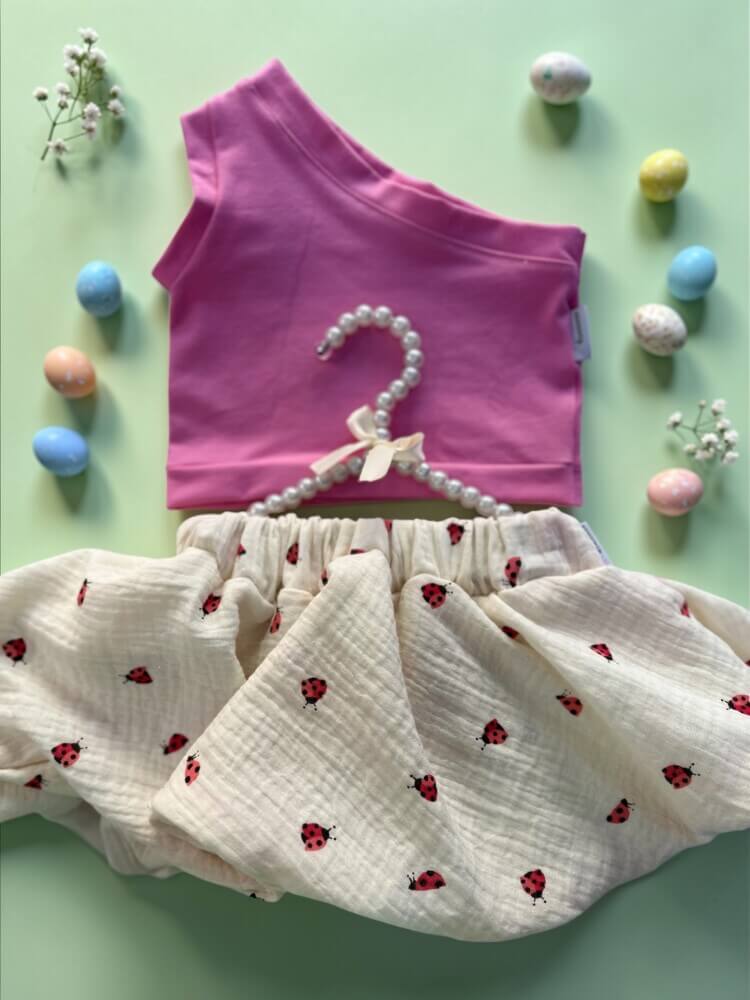 Ladybug balloon slirt pink