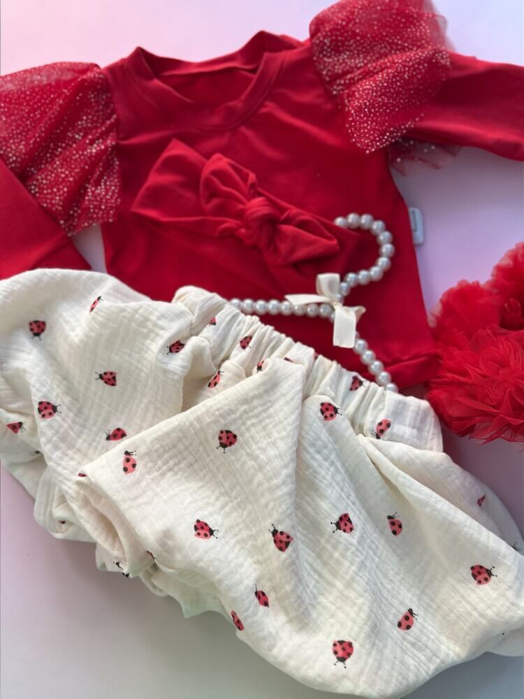 Ladybug ballon skirt  red
