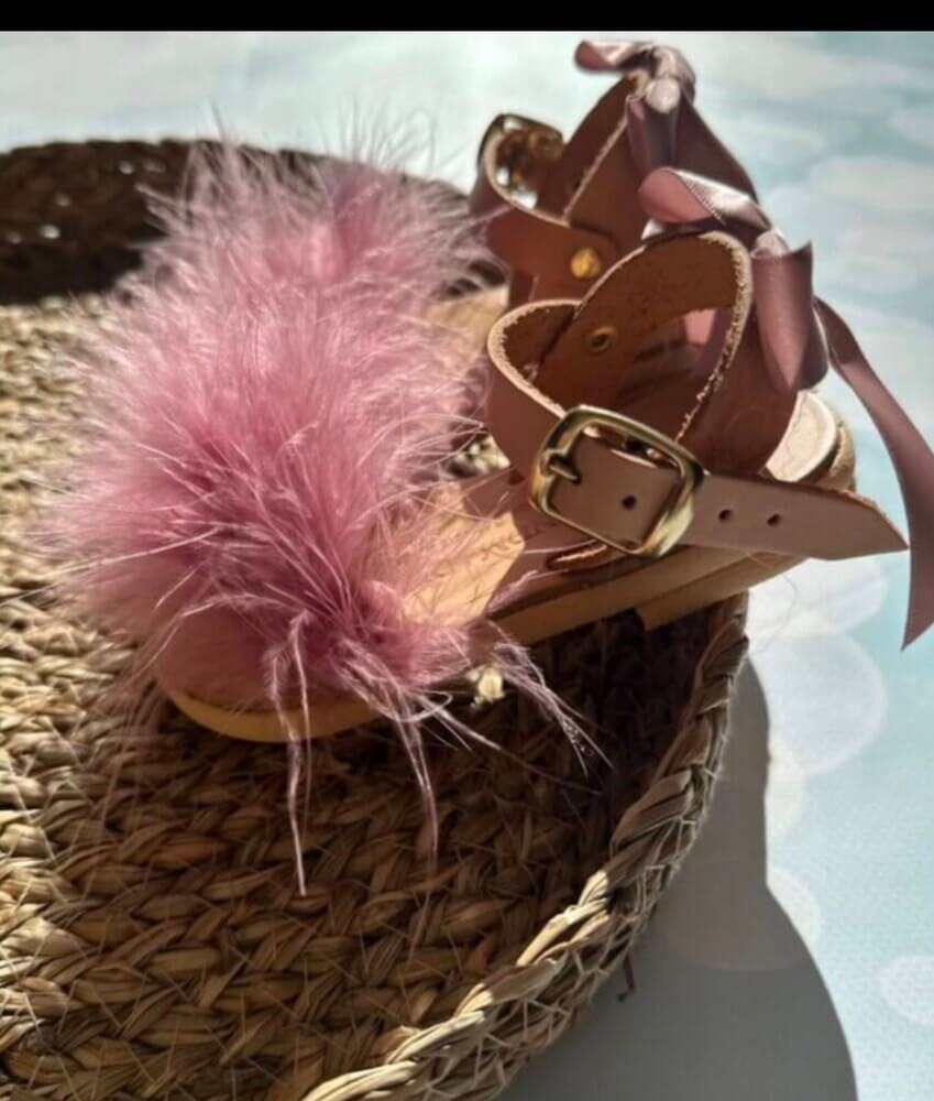Dusty pink wings sandals
