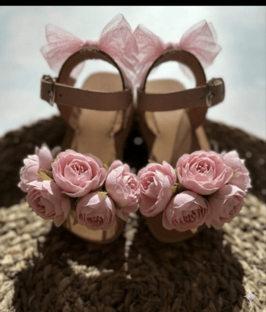 Baby pink blossoms sandals