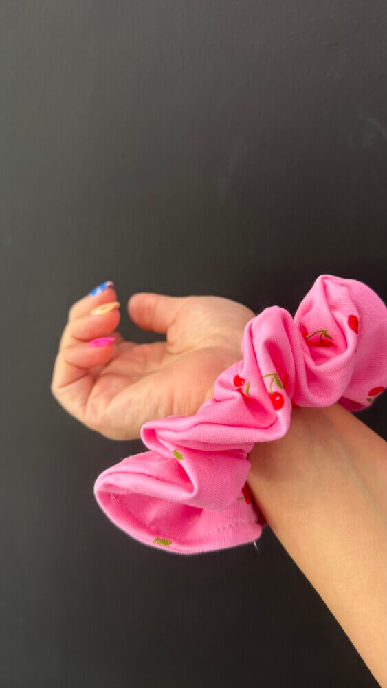 Pink cherries scrunchie