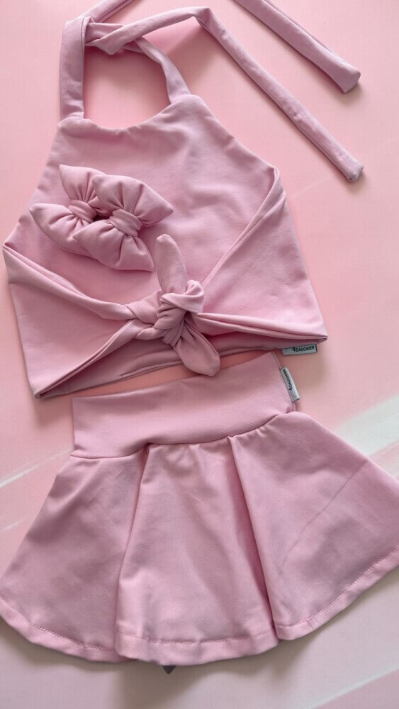 Baby pink knotted σετ