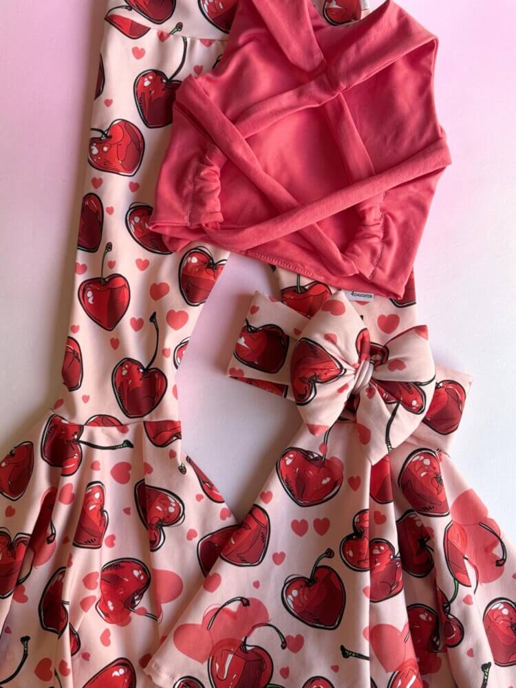 Cherries hearts boho set