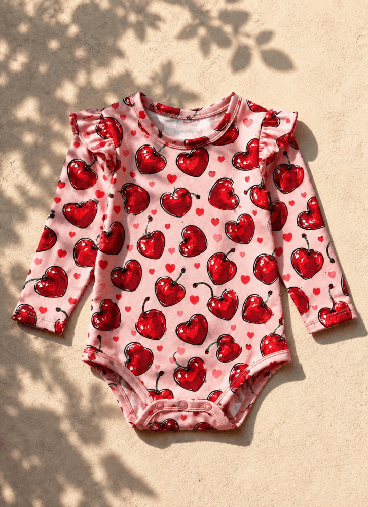 Βρεφικό/παιδικό κορμάκι cherries hearts💌