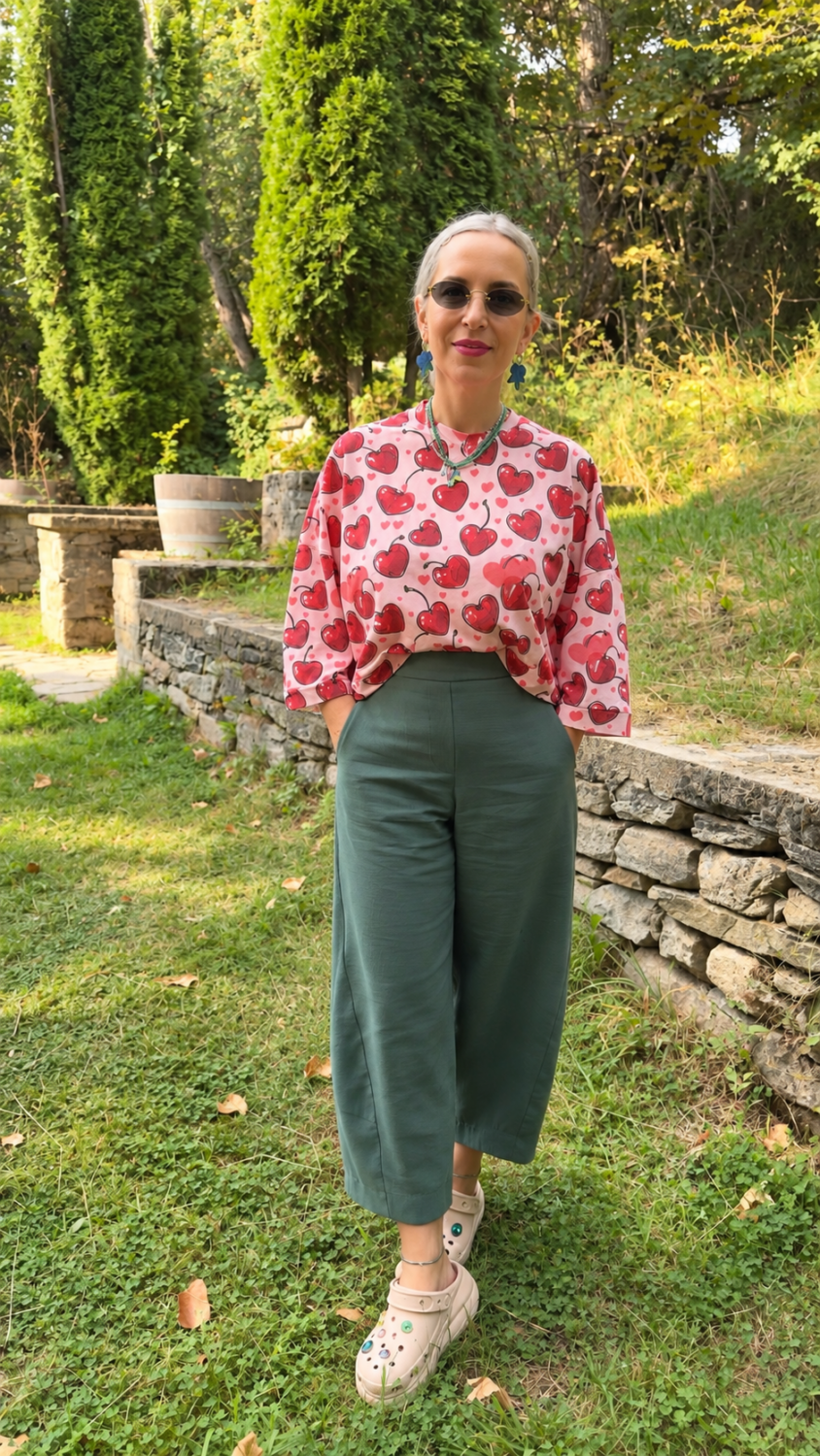 Heart cherries woman top