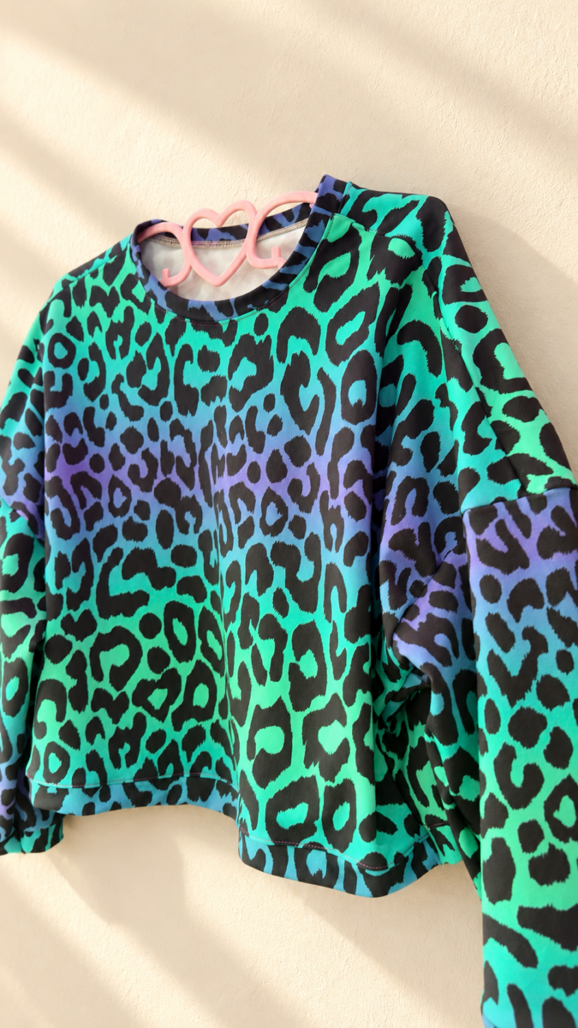 Rainbow leopard woman top