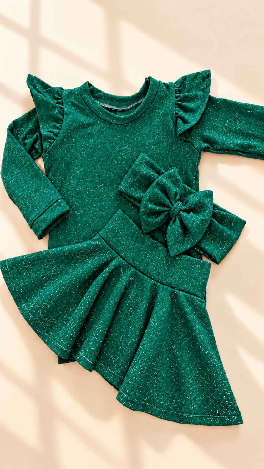 Green glitter lurex σετ